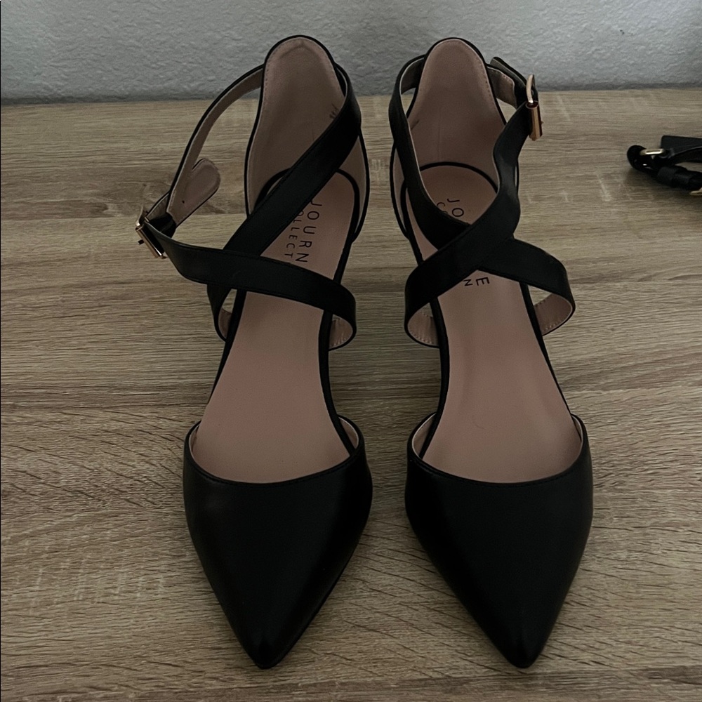 Journee Collection Black Strappy Heels